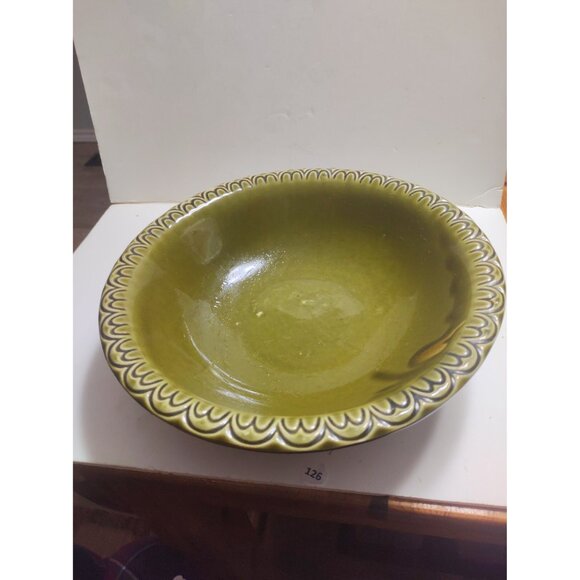 Vintage McCoy Pottery USA Green Basin Bowl & Thanksgiving Turkey Pitcher 1960's - Picture 11 of 14
